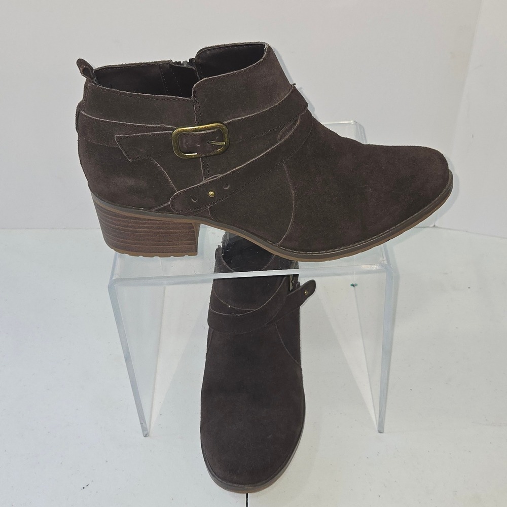Sonoma‎ Goods For Life Womens 10 Brown Leather Suede Ankle Boots Buckle Booties